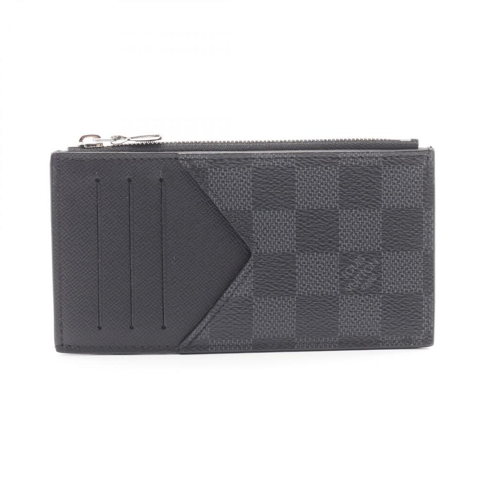 Louis Vuitton Coin Card Holder Case Accessory Leather Canvas Graphite Black